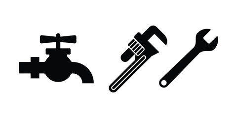 Set of plumbing service logo design template.