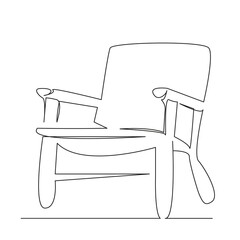 One continuous single drawing line art flat doodle garden chair, chair for relaxing in the garden,...
