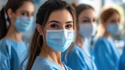 Portrait of a Female Doctor Smiling in a Medical Environment with Colleagues in Background, Demonstrating Leadership and Dedication to Healthcare