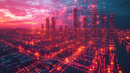 Futuristic Supply Chain Network Connecting Factories Data and Customers in Real Time