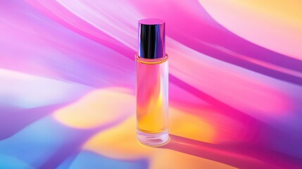 Vibrant Perfume Bottle on Colorful Background
