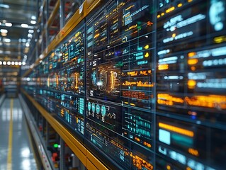 Transparent Digital Warehouse with AI Powered Supply Chain Oversight and Floating Screens