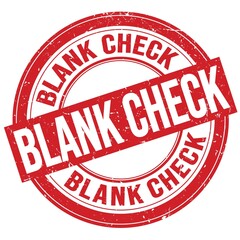 BLANK CHECK text written on red round stamp sign