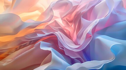 Obraz premium A vibrant, flowing abstract composition resembling soft fabric in pastel hues.