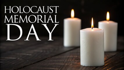 Holocaust memorial day candles on dark background for remembrance and reflection