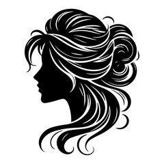 Woman Hair Style Silhouette Vector Illustration