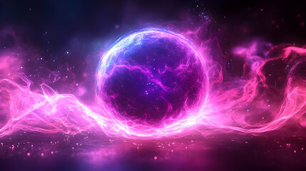 Glowing Orb Energy Sphere Shimmers Vibrantly in Cosmic Nebula