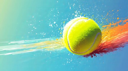 Minimalist vector tennis ball illustration with vibrant colors 