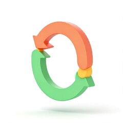 3D Closed-Loop Recycling System Icon for Sustainable Waste Management and Circular Economy