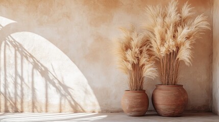 Naklejka premium Boho Arch with Pampas Grass and Dried Florals