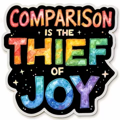Colorful Positivity Typography: Comparison Is the Thief of Joy. Motivational and inspirational 