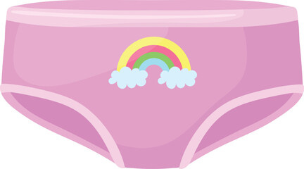 Girlish panties. Pink kid underwear cartoon icon
