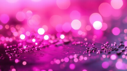 Abstract bokeh background with vibrant pink lights and a blurred surface.