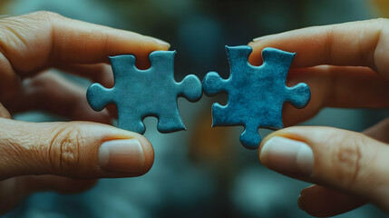 close up of hands holding puzzle