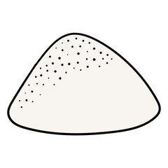 Hand drawn cartoon pile of sugar or salt on white background.