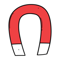 Hand drawn cartoon red magnet on white background.