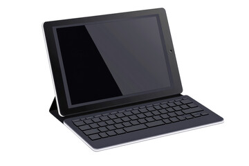 A sleek tablet with a keyboard attachment, ideal for productivity and entertainment, featuring a smooth design and modern aesthetics.