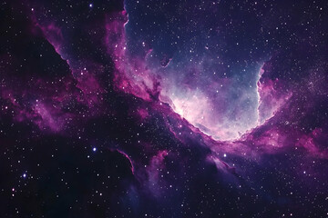 Obraz premium An amazing nebula with purple and pink colors, set against a galaxy background filled with stars in the vast expanse of space.
