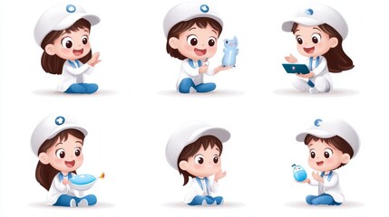 Cartoon Character Engaging in Fun Activities in Vector Style