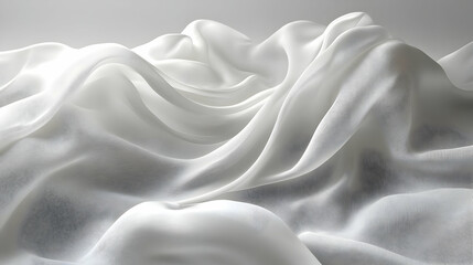 Obraz premium Floating elegant white fabric white background