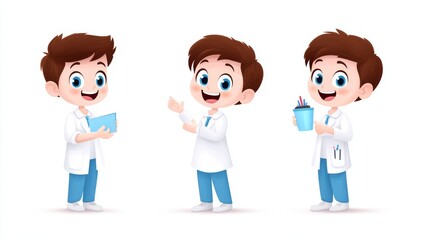 Cute Cartoon Character Engaging in Various Fun Activities