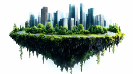 Obraz premium flying island with road and modern