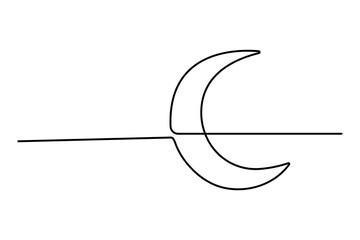 Moon continuous one line art drawing of white background 