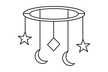 Moon continuous one line art drawing of white background 