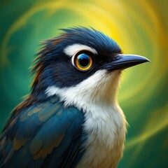 Fototapeta premium Detailed view of a white-eyed bulbul.