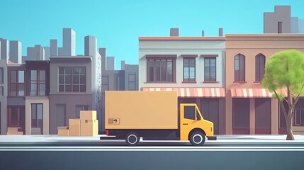 Stock distribution flat design front view delivery theme animation vivid 