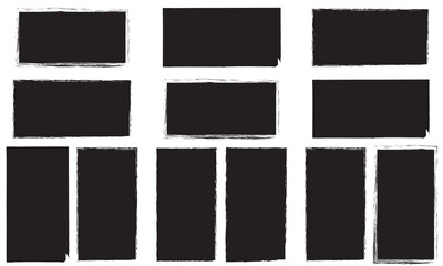 Text box frame brush rough crayon shape set. Hand drawn crayon grunge brush square rectangle border.  Text box frame rough grunge  rectangle paint shape element. isolated on white background.