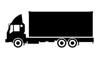 Truck icon. Black silhouette. Side view. Vector simple flat graphic illustration. Isolated object on a white background. Isolate.