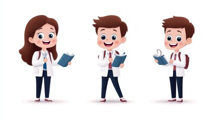 Cheerful Cartoon Characters Engaged in Various Fun Activities