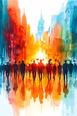 Urban Protest Watercolor Illustration