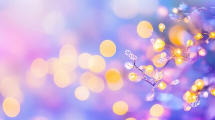 Abstract pastel background with blurred lights and delicate branches.
