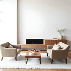 Refined Living Room with Wooden Accents