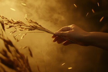 Fototapeta premium Golden Wheat Stalks Held In A Gentle Hand