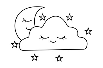 Moon continuous one line art drawing of isolated outline vector illustration