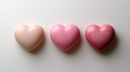 Fototapeta premium Minimalist Pink Hearts Illustration on White
