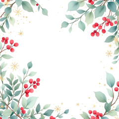 부드러운 크리스마스 겨울 사랑의 열매 수채화 배경 Soft Christmas Red holly berries Watercolor Design