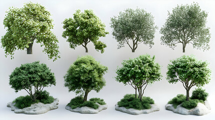 Stunning 3D Models: Lush Green Trees & Shrubs for Landscaping Designs
