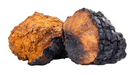 chaga healthy vitality mushroom,  isolated on white background.AI GENERATED