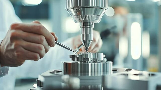 Heavy Industry Professional Using Precision Tools to Adjust Equipment