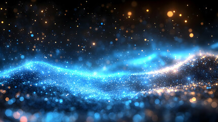 Obraz premium Glimmering Blue Particles Dance, Shimmering Sands Flow Gently, Abstract Beauty