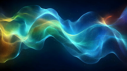 Abstract Colorful Waves Flow Seamlessly, Vibrant Energy, Glowing Particles Dance
