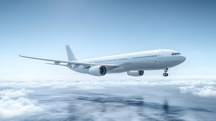 Obraz premium Airplane Soaring Above Clouds: A Journey High Above