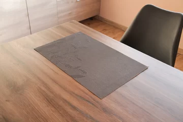 Mock up Placemats for Dining Wooden Table Stain Resistant Washable PVC Kitchen Table Mats Vinyl Wipeable Table Placemat © liliya