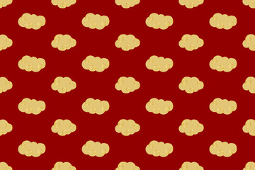 Abstract Golden Chinese Clouds Pattern Background. Vector Illustration. Seamless