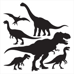 set of vector dinosaur different types of vector silhouette