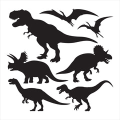set of vector dinosaur different types of vector silhouette